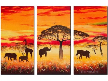  sun - elephants under trees in sunset African